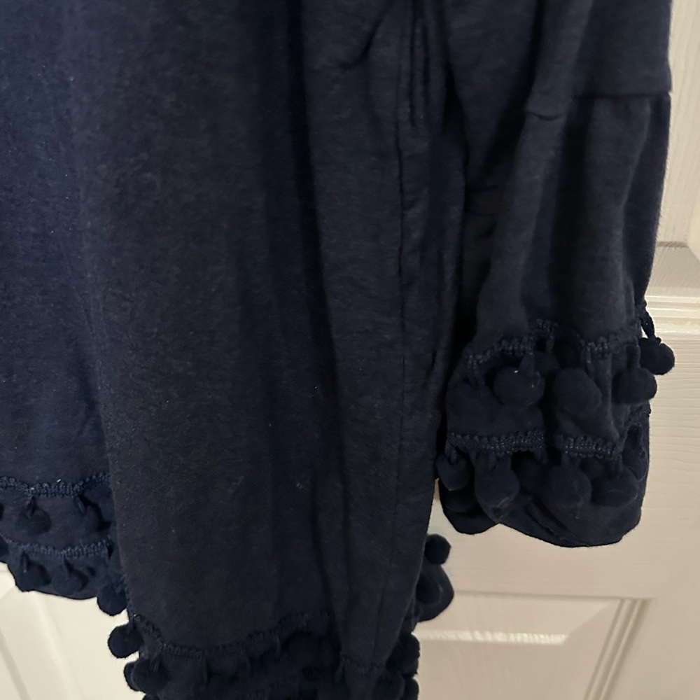 Crown & Ivy Navy Pom-Pom Trim Top